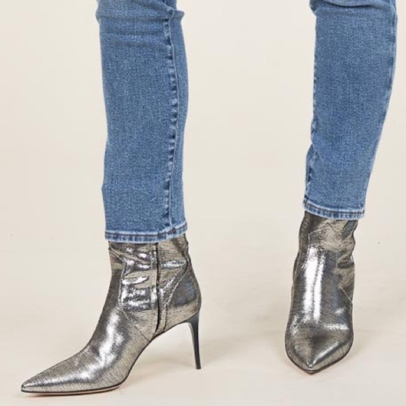 IRO Metallic Davy Ankle Boots Stiletto Heel Silver Sz 41 - Picture 2 of 15
